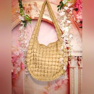 American urban puffer  Beige Shoulder Bag.